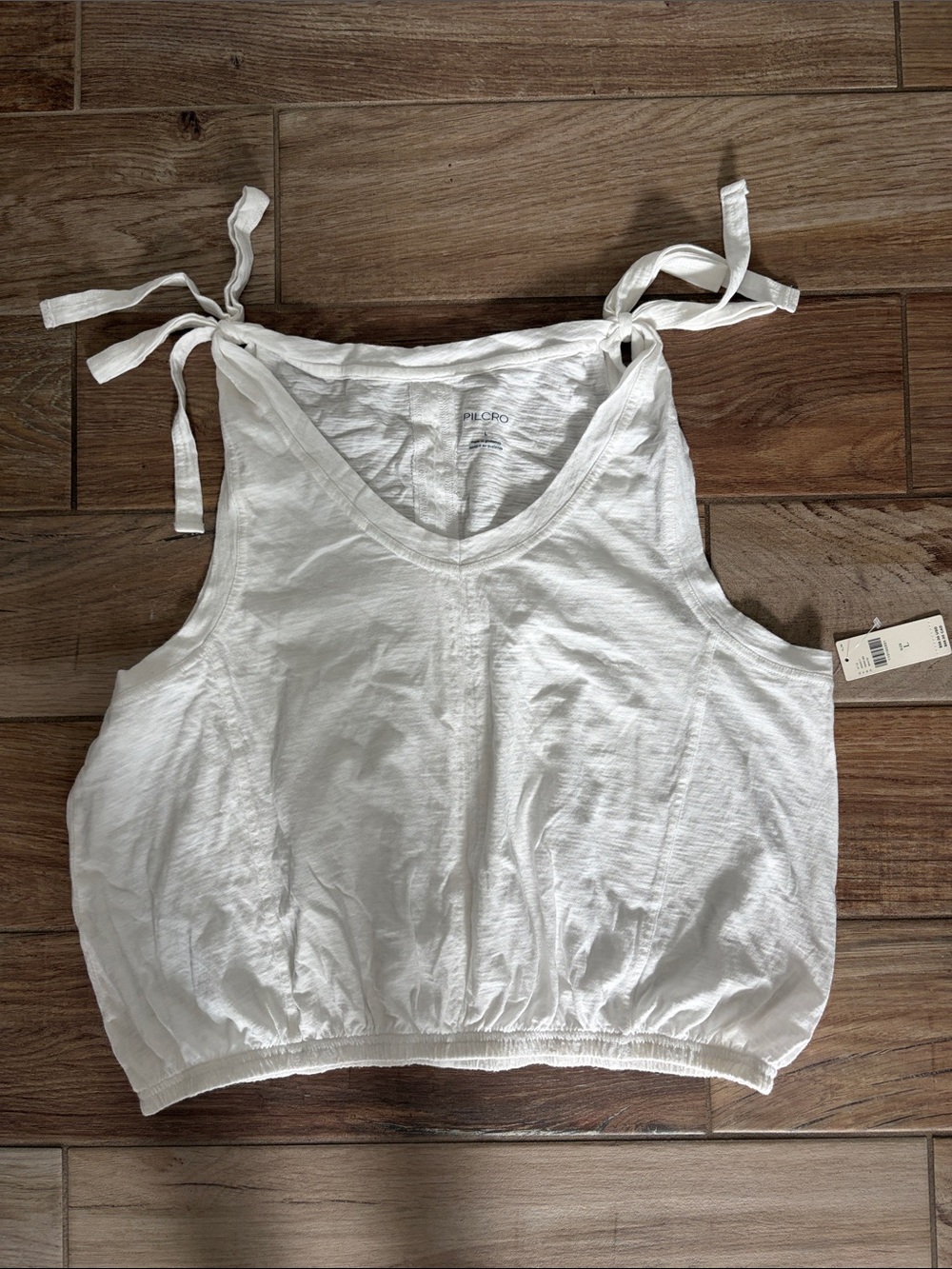 NWT • ANTHROPOLOGIE Pilcro White Tie-Shoulder Cropped Tank
